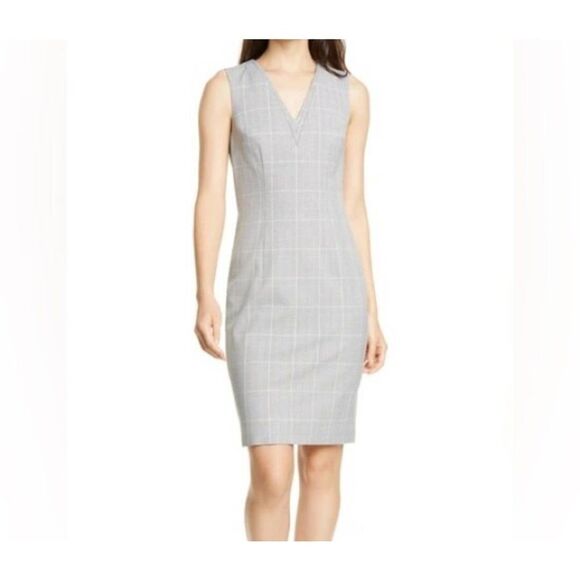 Ted Baker Avriild Check Plaid V-Neck Sleeveless Dress Charcoal Gray Size 3 (US 8 - Picture 1 of 6